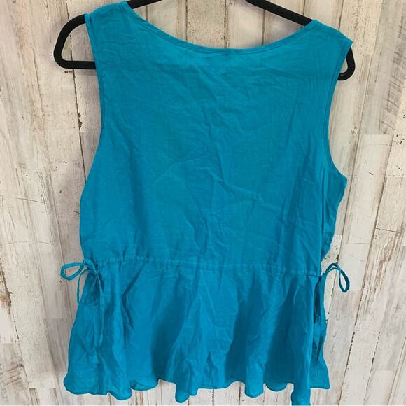 NWT Calypso St. Barth for Target Blue Woven Side Cinch Cotton Top Lightweight - Picture 6 of 6